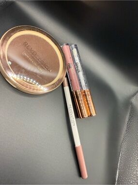 Revolution Makeup bundle- Bronzer in Deep, 2 lip glosses,  lip liner in Mauve
